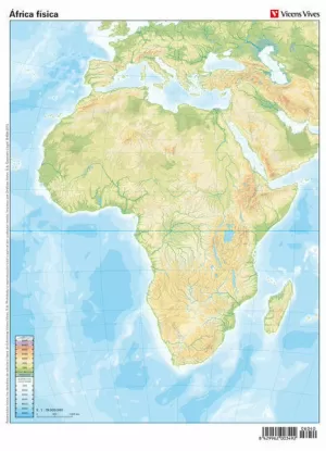 MAPA MUDO AFRICA FISICO COLOR VIC